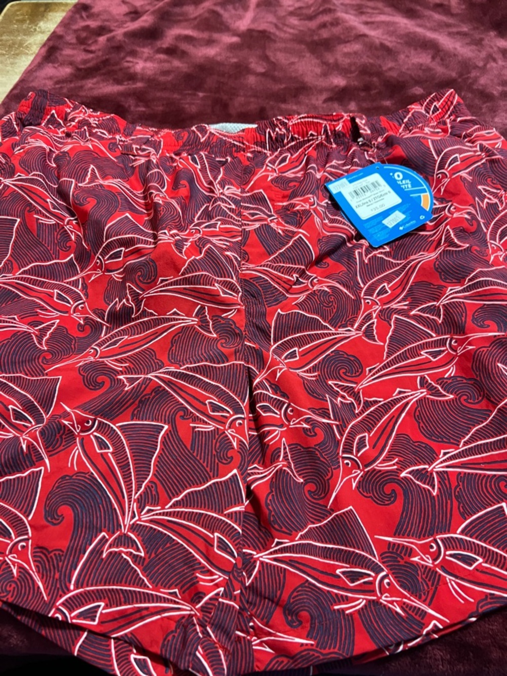 NWT Men's XXL Columbia Red and NavyPFG Performance Swim Shorts